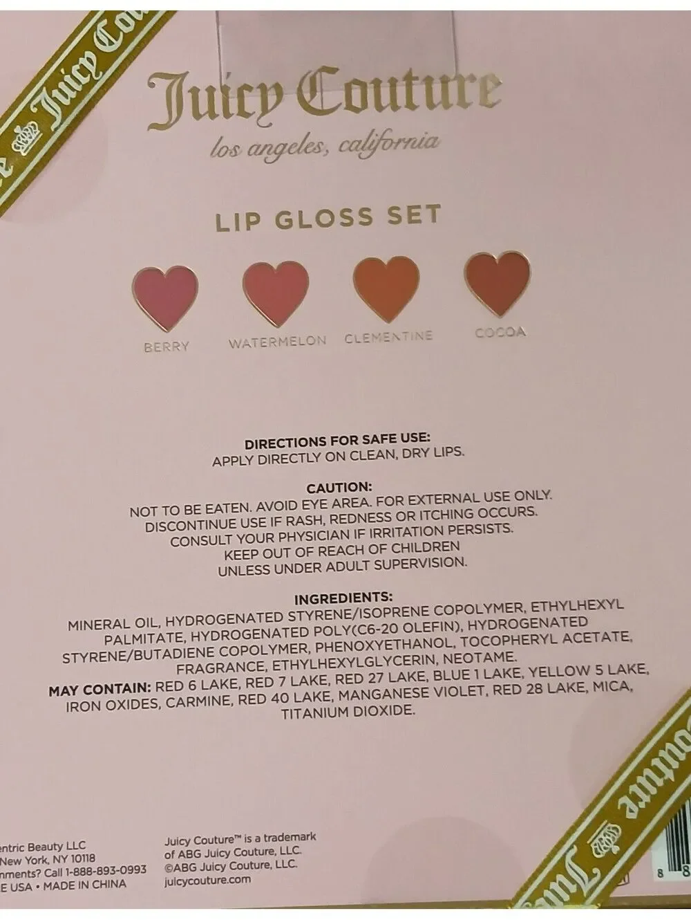 Juicy Couture 4 Pack Lip Gloss Set Berry Watermelon Clementine Cocoa NIB